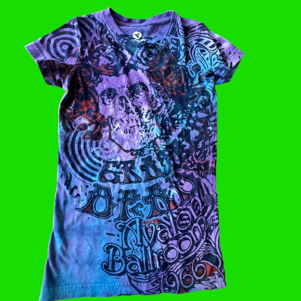 Grateful Dead Short Sleeve Tie Dye Jrs ML Band T-Shirt Purple Avalon Ballroom S